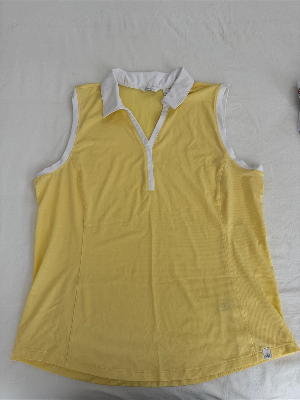 Walter Hagen Yellow Sleeveless Golf Polo Tank with White Trim
